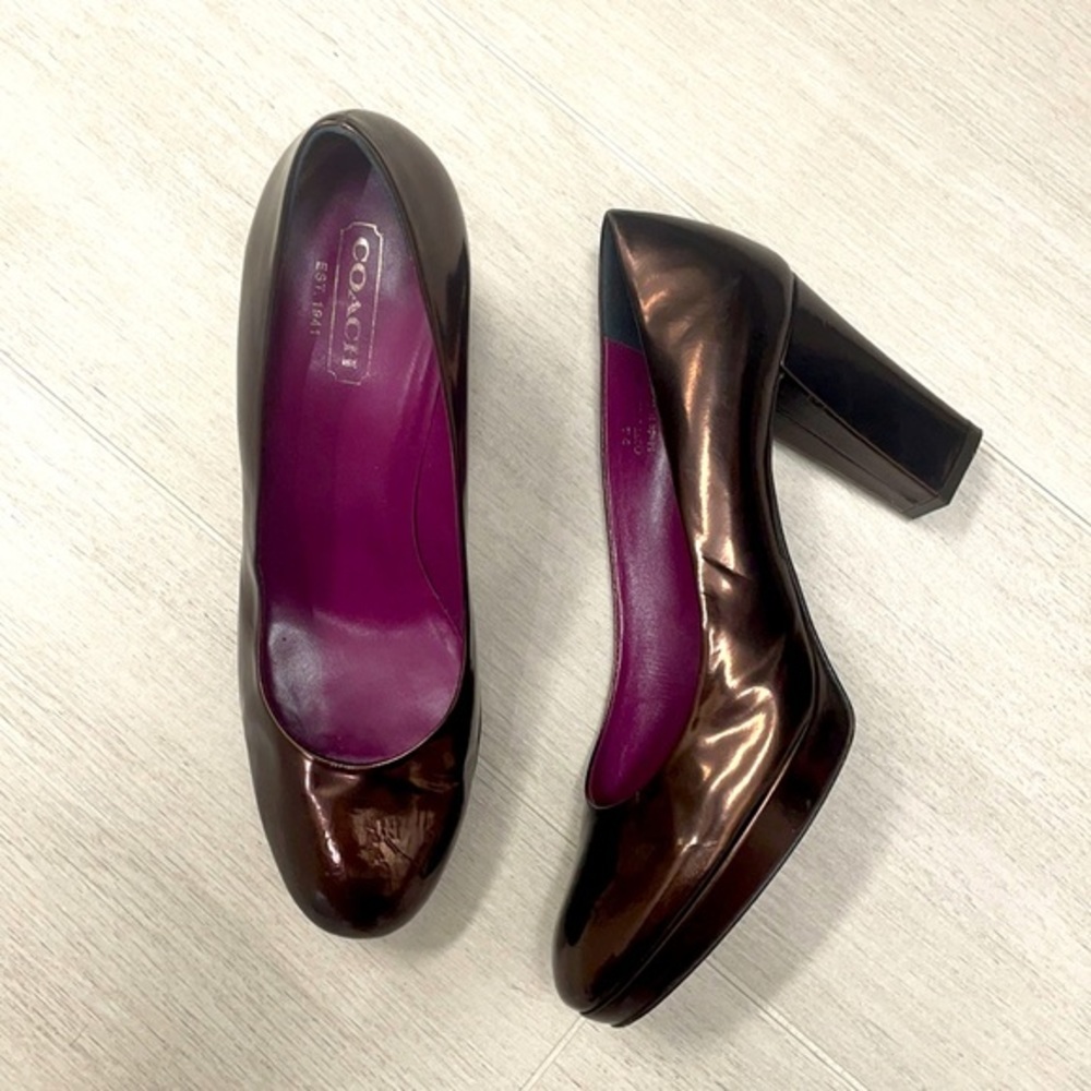 COACH Leather Pumps Dark Penny Bronze Size 9